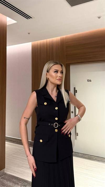 Vatkalı Yelek Etek İkili Takım