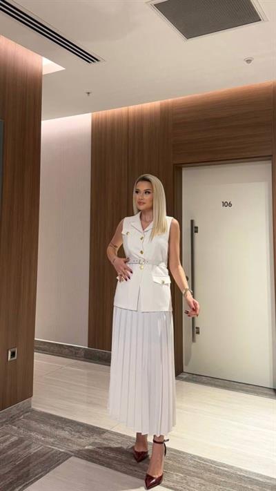 Vatkalı Yelek Etek İkili Takım