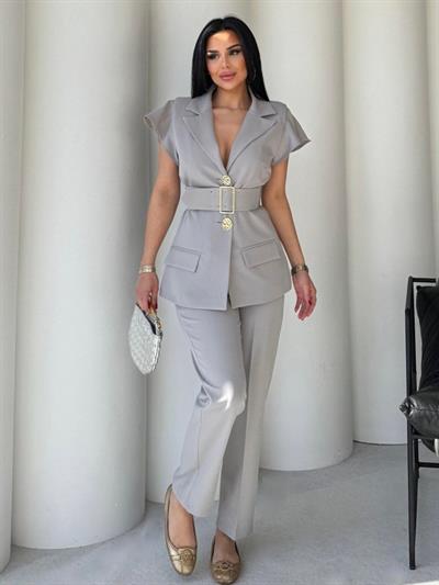 Vatkalı Yelek Pantolon İkili Takım