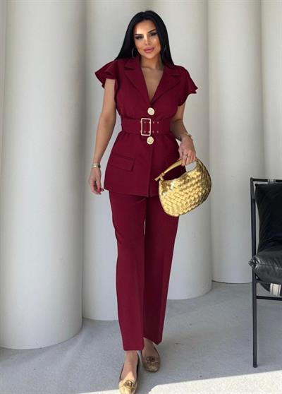 Vatkalı Yelek Pantolon İkili Takım