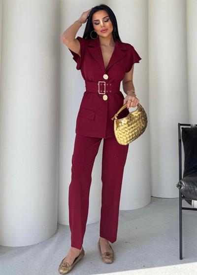 Vatkalı Yelek Pantolon İkili Takım