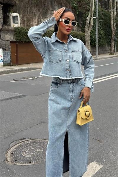 Veronika Yırtmaçlı Denim Takım 9913