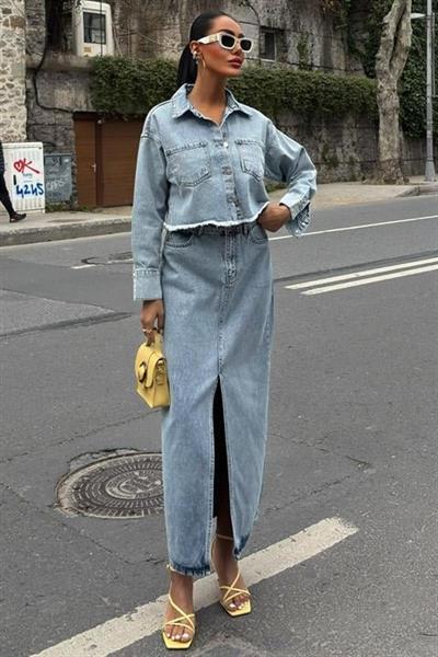 Veronika Yırtmaçlı Denim Takım 9913