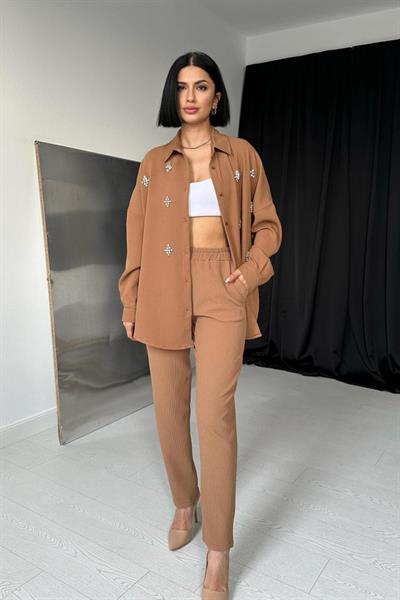 Vizon Gömleği Taşlı Fitilli Takım