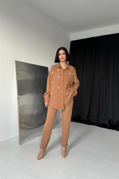 Vizon Gömleği Taşlı Fitilli Takım