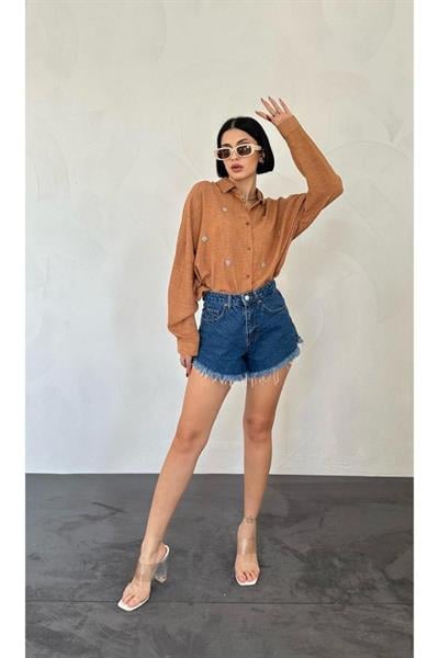 Vizon Taş İşlemeli Gömlek