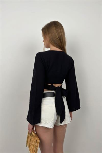 Volan Kol Bağlamalı Bluz