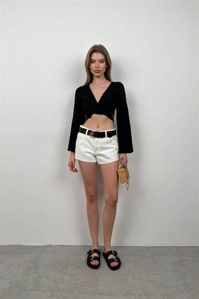 Volan Kol Bağlamalı Bluz