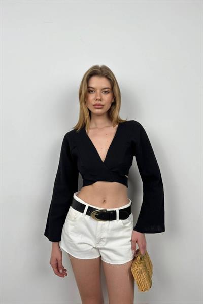 Volan Kol Bağlamalı Bluz