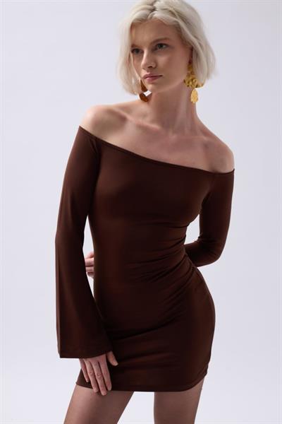 Volan Kol Straplez Mini Elbise