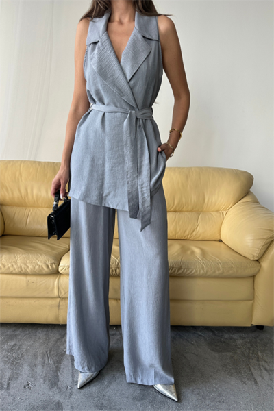 YELEK - PANTOLON TAKIM ÇİLEK KUMAŞ - Gri