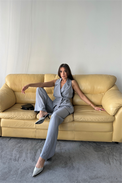 YELEK - PANTOLON TAKIM ÇİLEK KUMAŞ - Gri