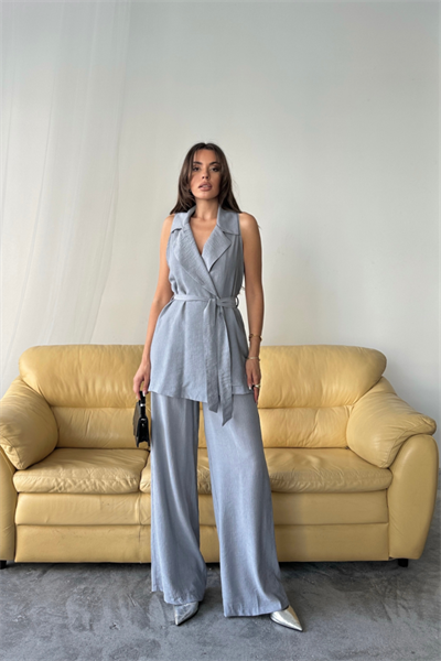 YELEK - PANTOLON TAKIM ÇİLEK KUMAŞ - Gri