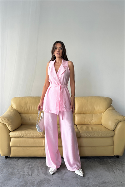 YELEK - PANTOLON TAKIM ÇİLEK KUMAŞ - Pembe
