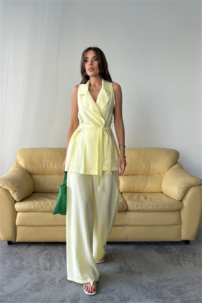 YELEK - PANTOLON TAKIM ÇİLEK KUMAŞ - Sarı