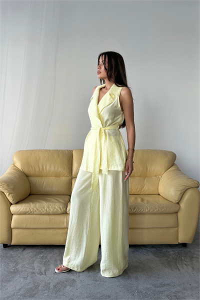 YELEK - PANTOLON TAKIM ÇİLEK KUMAŞ - Sarı