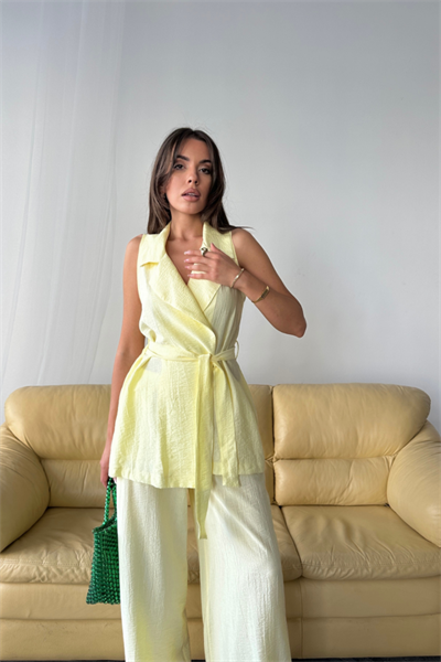 YELEK - PANTOLON TAKIM ÇİLEK KUMAŞ - Sarı