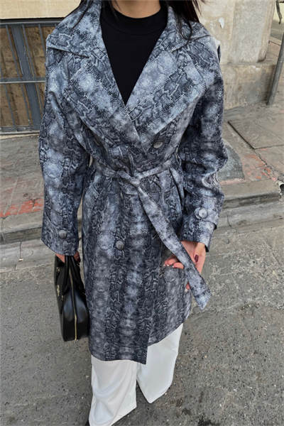 YILAN DESEN TRENCH - Mavi