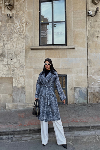 YILAN DESEN TRENCH - Mavi