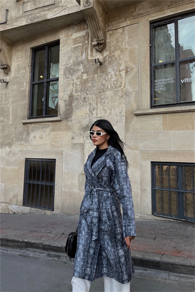 YILAN DESEN TRENCH - Mavi