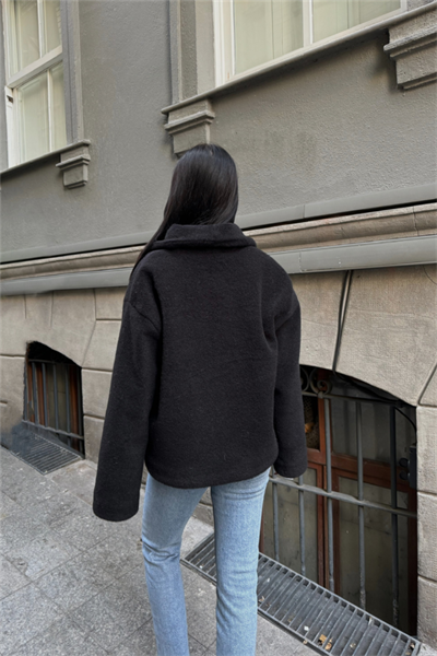 YÜN CROP KABAN - Siyah