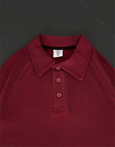 Yakalı Patlı Kısa Kol T-shirt - Bordo