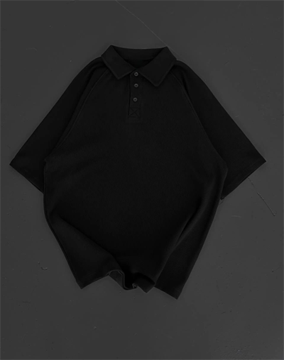 Yakalı Patlı Kısa Kol T-shirt - Siyah