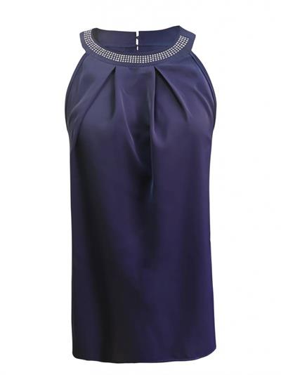 Yakası Taş Önü Pile Detay Halter Yaka Bluz