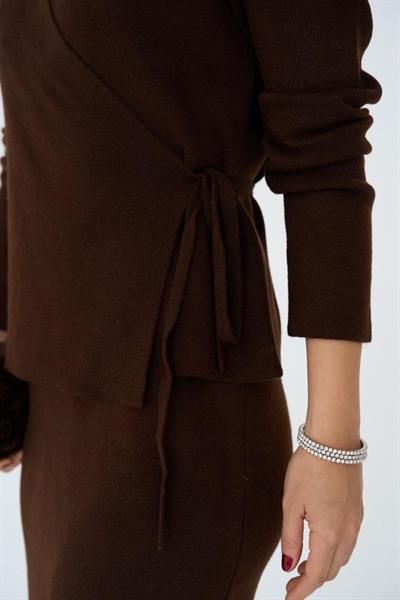 Yandan Bağlamalı Etekli Takım - Acı Kahve