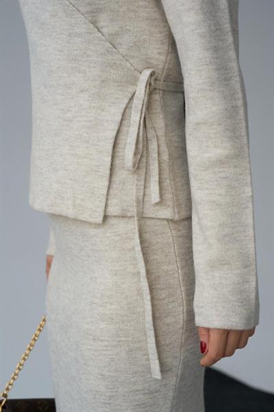 Yandan Bağlamalı Etekli Takım - Açık Bej