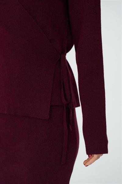 Yandan Bağlamalı Etekli Takım - Bordo