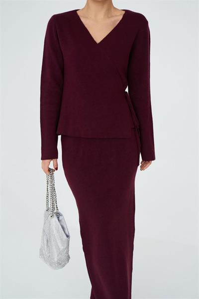 Yandan Bağlamalı Etekli Takım - Bordo