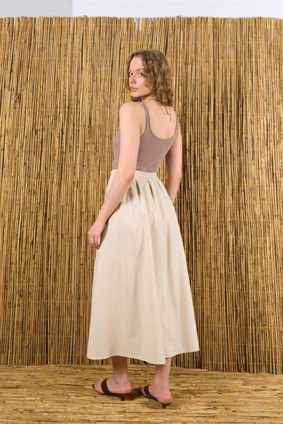 Yandan Cepli Etek - Bej