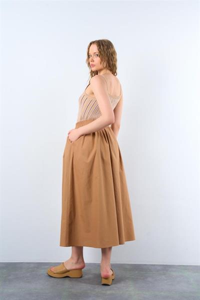 Yandan Cepli Etek - KAHVE