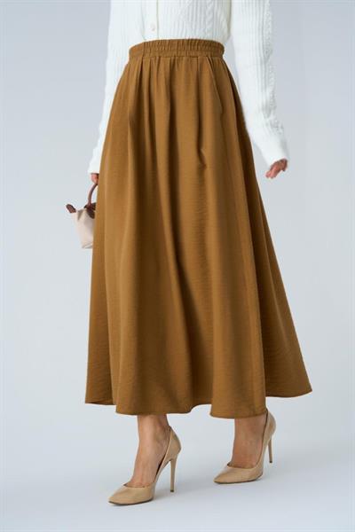 Yandan Cepli Etek - Süt Kahve