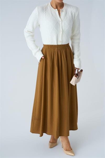 Yandan Cepli Etek - Süt Kahve