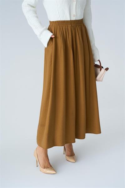 Yandan Cepli Etek - Süt Kahve