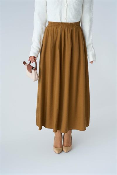 Yandan Cepli Etek - Süt Kahve