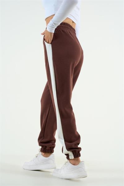 Yandan Kalın Şeritli Eşofman - KAHVE