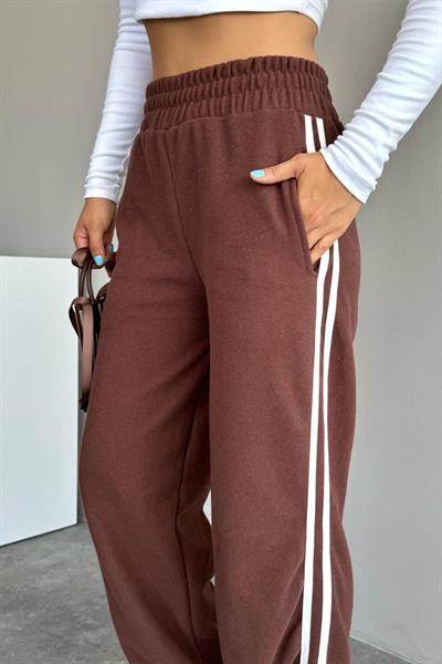 Yandan Şeritli Eşofman - KAHVE