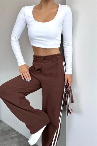 Yandan Şeritli Eşofman - KAHVE