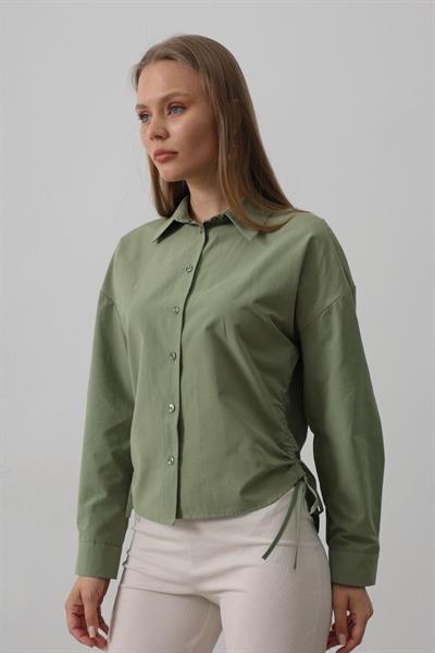 Yanları Bağlamalı Basic Gömlek - Haki