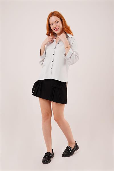 Yarasa Kol Rahat Kalıp Melanj Gömlek