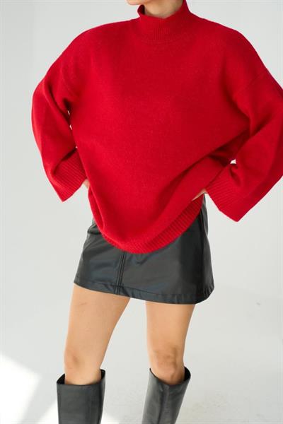 Yarım Balıkçı Uzun Kazak - Kırmızı