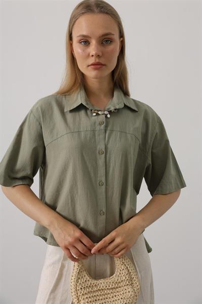 Yarım Kol Gömlek - Haki