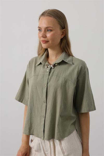 Yarım Kol Gömlek - Haki