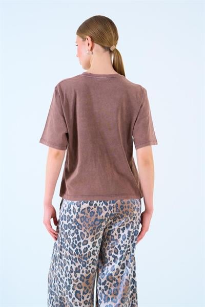 Yazılı T-shirt - KAHVE