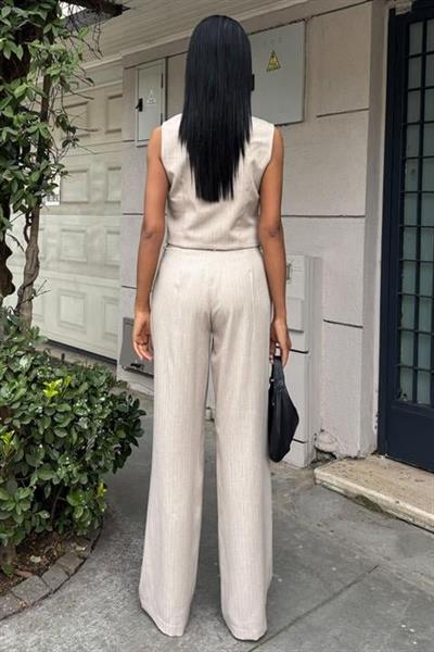 Yeleği Çapraz Detay Düğmeli Cepli Yelekli Takım 10150