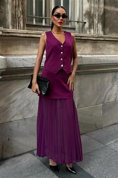 Yelek Ve Pilise Etekli Premium Takım 10096