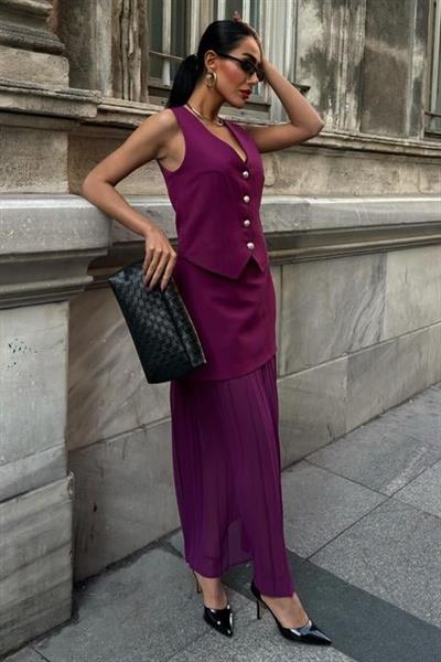 Yelek Ve Pilise Etekli Premium Takım 10096